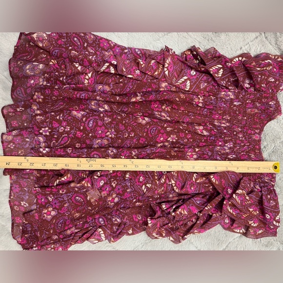 Ulla Johnson Addie Smocked Ruffle Silk Top Size 0 Floral Paisley Print - Picture 10 of 12